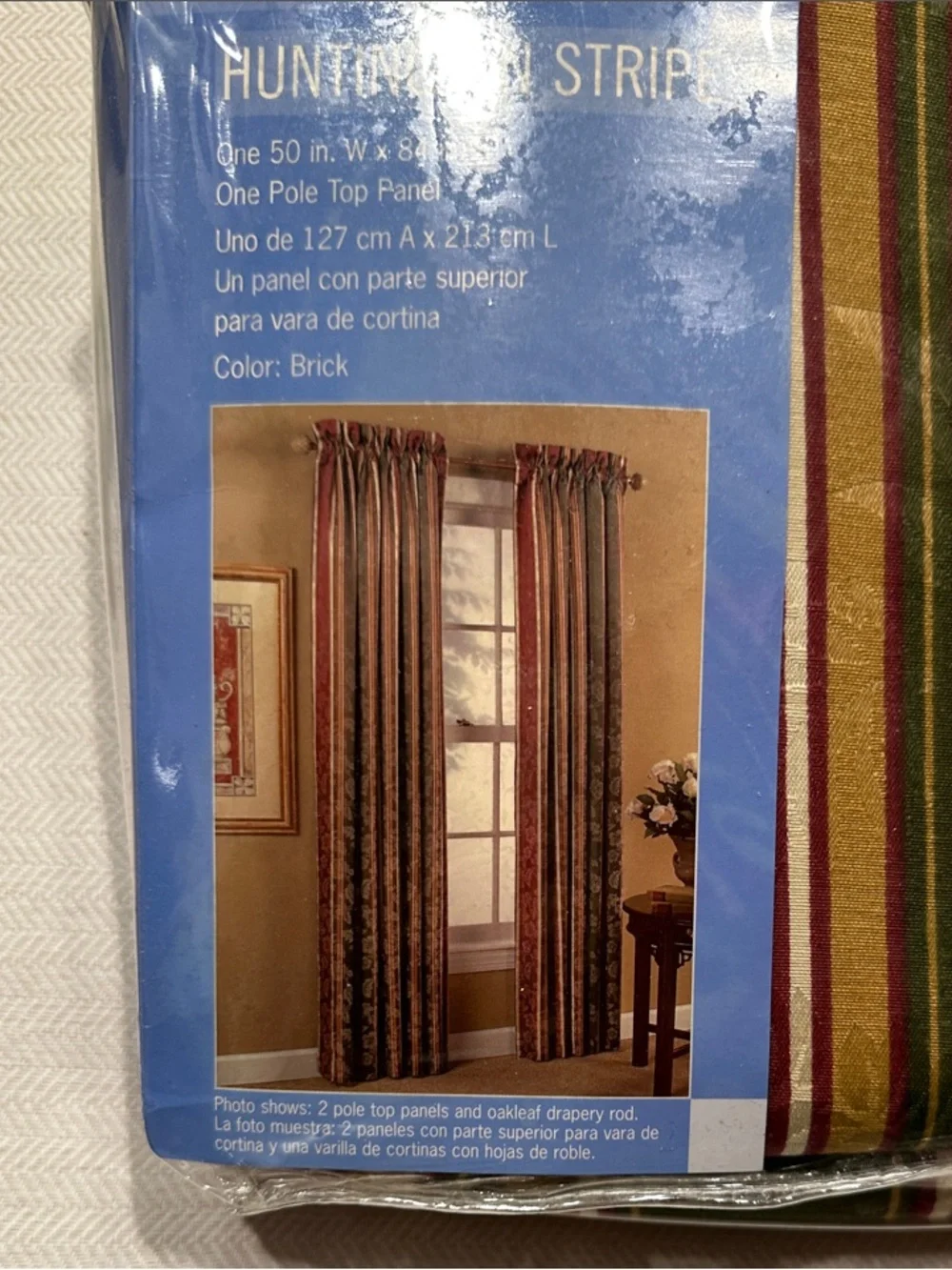 Window Curtain Panels - Maroon Olive Cream stripe Brocade two panels! New In Pkg